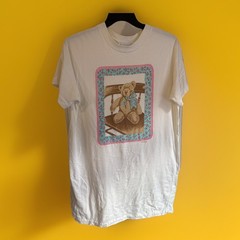 VTG 90s Goodnight Sleep Shirt Teddy Bear Single Stitch One Size Granny Cottage