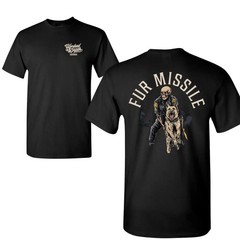 Fur Missile T-Shirt, Tactical K9 Handler Graphic, Military Working Dog Theme