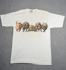 Vintage 90s Double Sided Pig Graphic T Shirt Adult Medium Single Stitch USA Made