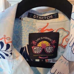 Drill Clothing Good Vibes Shirt Mens Sz Small Aloha Hawaii Print Beach Stretch