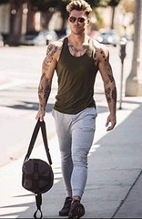 Men’s 3 Pack Cotton Performance Classic Tank Tops (M, Black/NavyBlue/Army Green)