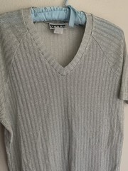 XL Vintage International Male Silver Sparkle V-neck Shirt Club Dance Party Sheer