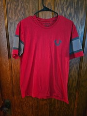 True Religion Red Contrast Paneled T-shirt