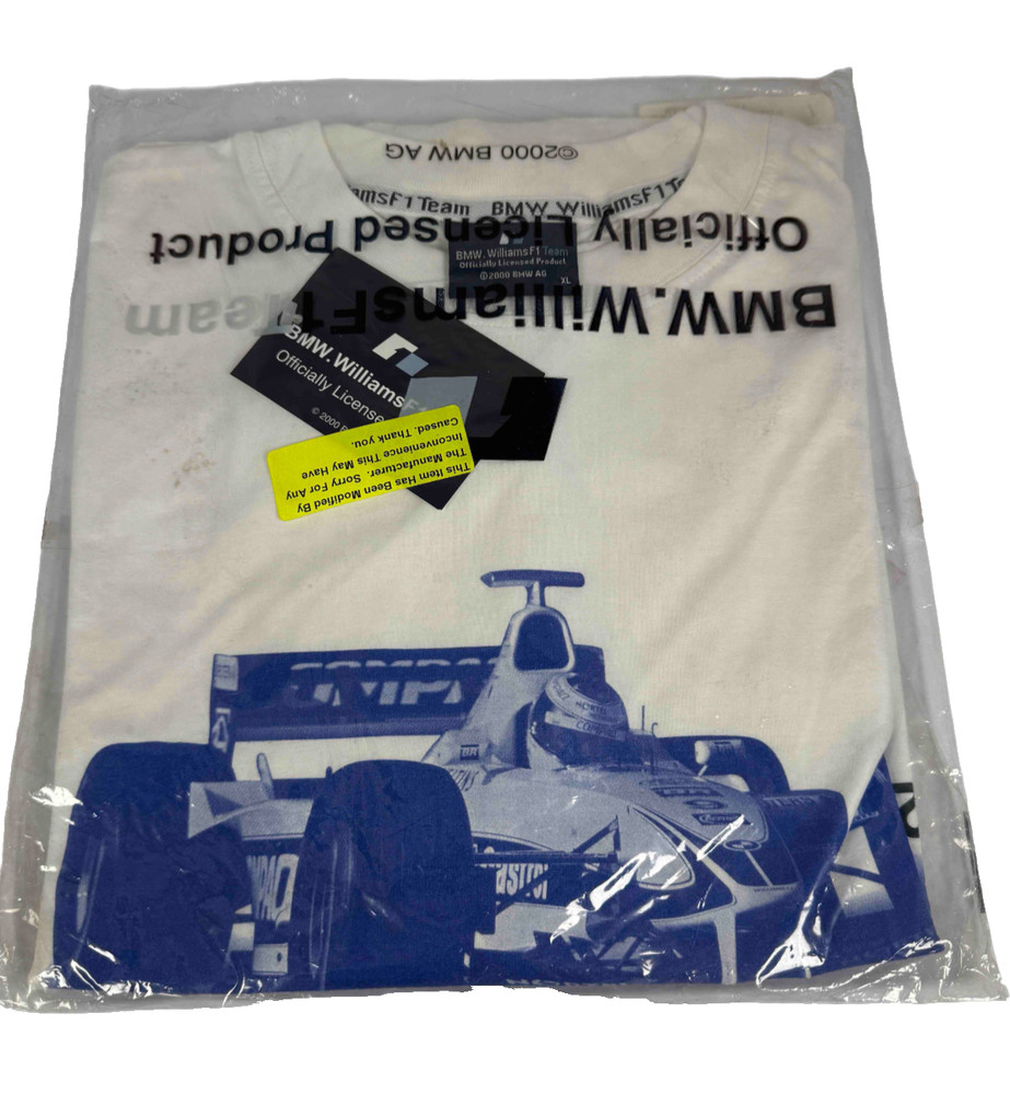 Genuine 2000 BMW Williams F1 Fan Men’s T-Shirt – White- Size XLarge 80300018134