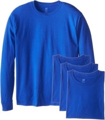 Men’s Long Sleeve Crewneck Cotton T-Shirt 4-Pack Midweight Soft Durable Tees