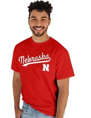Blue 84 Mens Nebraska Cornhuskers T-Shirt Cursive Team Color Team Color