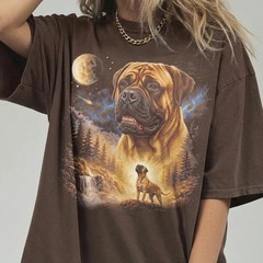 Comfort Tee Bullmastiff Howling Moon Dog Animal Pet Lover Shirt