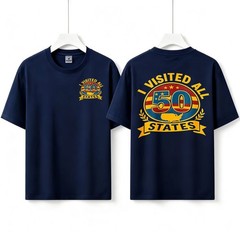 Unisex 2-Sided I Visited All 50 States Vintage Map Tee Graphic Road Trip T-Shirt