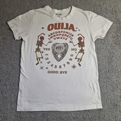 Ouija Shirt Mens Medium White Board Skeleton Graphic Tee Halloween Gothic FLAW