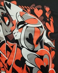 Hazbin Hotel Valentine’s 2023 Charlie + Vaggie XL Black Shirt Vivziepop