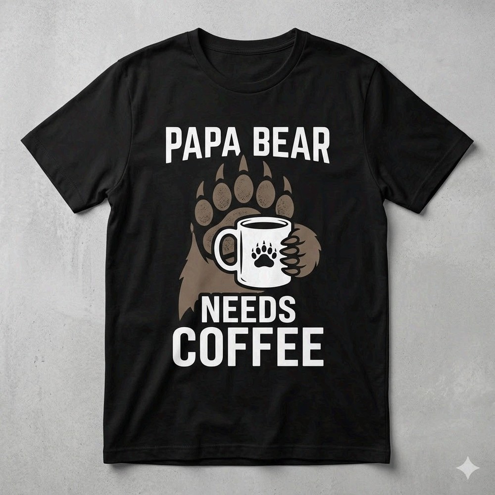 Papa Bear Needs Coffee Shirt Funny Dad Father’s Day Gift Graphic Unisex T-shirt