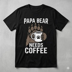 Papa Bear Needs Coffee Shirt Funny Dad Father’s Day Gift Graphic Unisex T-shirt