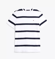 Tommy Hilfiger Men’s Regular Fit Rugby Stripe Cotton Jersey Crewneck T-Shirt Tee