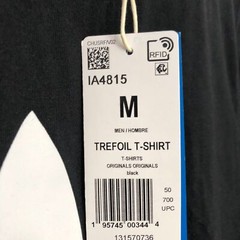 Adidas Originals Mens Trefoil T-Shirt Black White Logo IA4815 Size Medium NWT