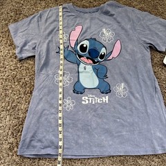 Disney Stitch Graphic Tee XL Blue Mineral Wash Lilo & Stitch Hibiscus T-Shirt