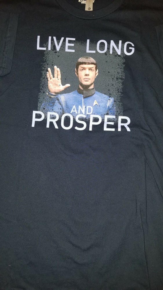 Star Trek Discovery Spock “Live Long And Prosper” T-Shirt Navy Blue Size Medium