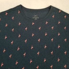 George Men’s Navy Pink Flamingo All Over Print T-Shirt Size Large Classic