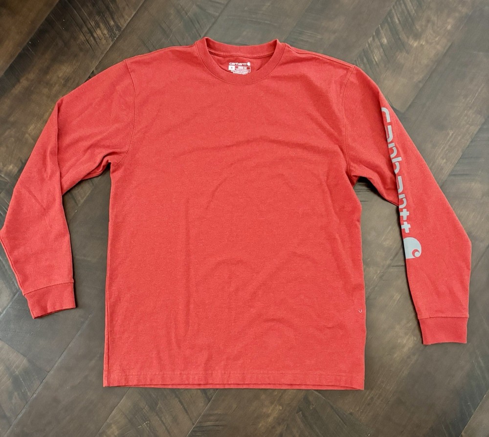 Carhartt Loose Fit Men’s Sz M Red Crew Neck Long Sleeve Logo T-Shirt TK0231-M