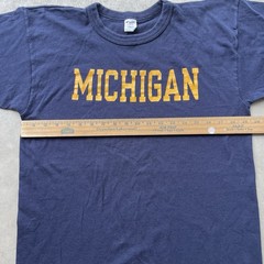 Vintage 90s Champion Michigan T Shirt Made in USA Navy Collegiate Tee Size L