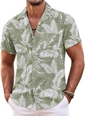 Mens Hawaiian Shirt Short Sleeve Floral Button Down Tropical Beach Casual Top