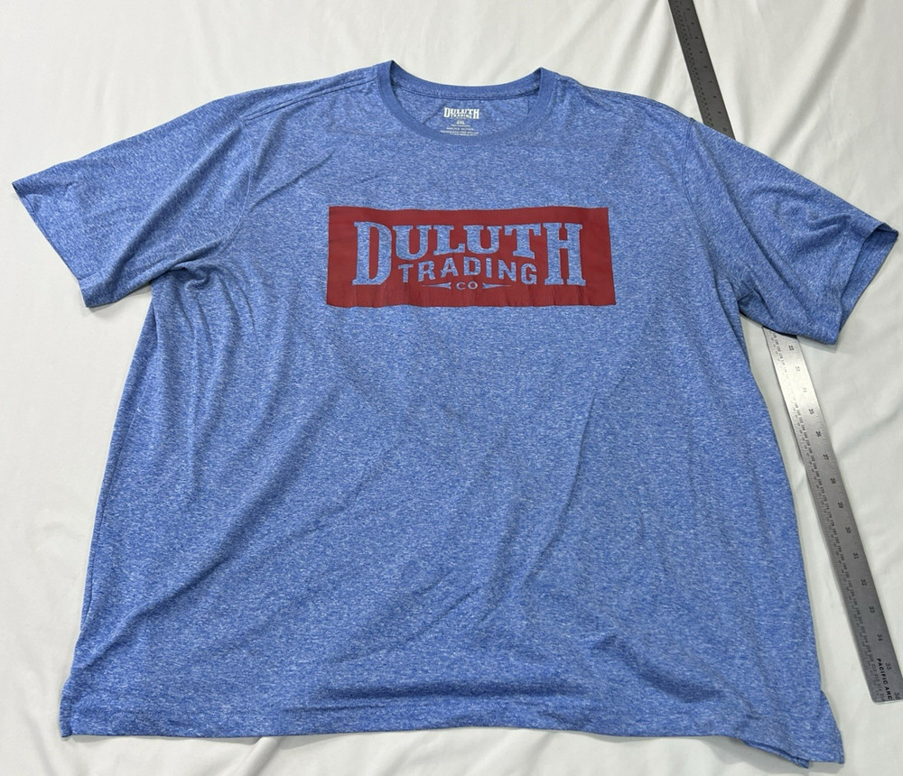 Duluth Trading Co Shirt Mens 2XL XXL Blue Stretch Breathable Tee Logo EUC