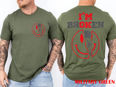Confused Smile I’m Broken Invisible Illness I’m OK Broken 2 Sides T-Shirt