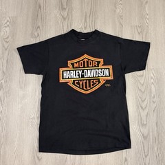 Harley Davidson 1991 Vintage 3D Emblem Graphic T-Shirt 90s Biker Tee Large