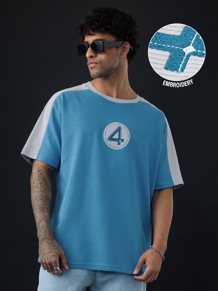 Marvel Fantastic 4 Embroidery Logo Oversized T-Shirt Textured Fabric Summer 2026