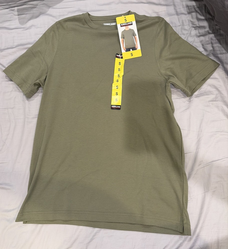 New KIRKLAND Signature Men’s Short Sleeve Pima Cotton Tee Shirt Green Small NWT