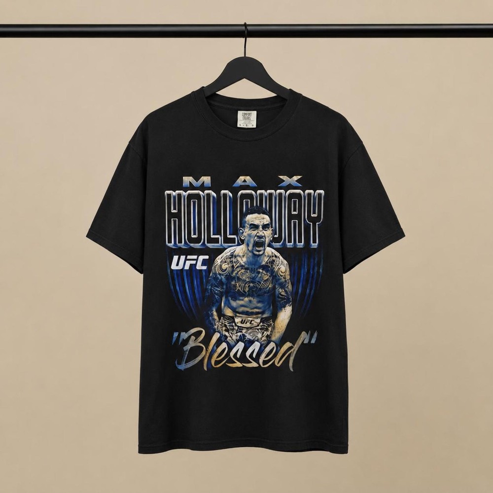 Max Holloway Blessed T-shirt , Made in USA, UFC Fan T-shirt