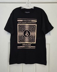 VOLCOM Black T-Shirt Youth Against Establishment-True to this Stone Size M