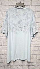 AMERICAN RAG XXL LIGHT BLUE TROPICAL FLORAL LEAF INSIDE OUT RAW EDGE SHIRT TEE