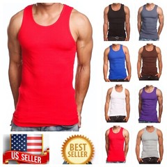 Men S-5XL Lot T-Shirt Tank Top 100% Cotton Wife Beater Slim Muscle Big Size Gym