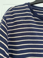 Luke Sport Men’s Navy Beige Striped T-Shirt Large Crew Neck Cotton Modal