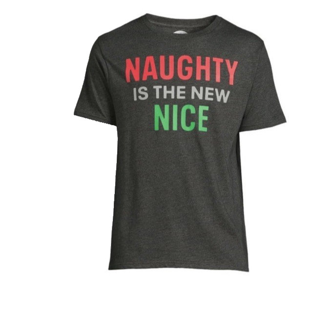 Holiday Time Men’s Gray Size L Short Sleeve Crew Neck Christmas Graphic Print