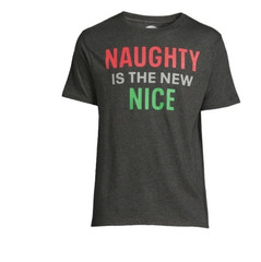 Holiday Time Men’s Gray Size L Short Sleeve Crew Neck Christmas Graphic Print
