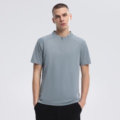 Half Zip Comfortable Short Sleeve Top Men’s High Stretch Running Fitness Shirt