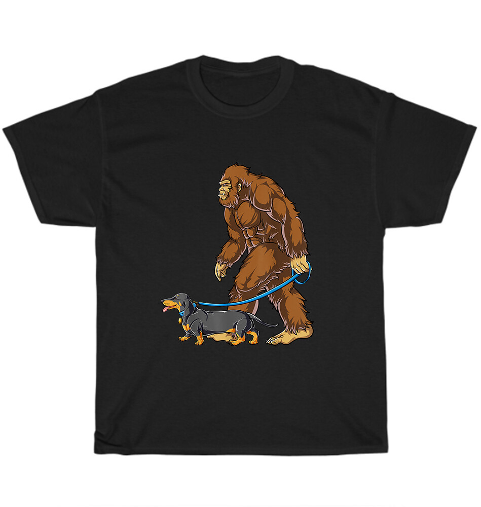 Bigfoot Dog Walk Dachshund Sasquatch Dogs Pet Lover T-shirt Unisex Tee Gift NEW