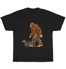 Bigfoot Dog Walk Dachshund Sasquatch Dogs Pet Lover T-shirt Unisex Tee Gift NEW