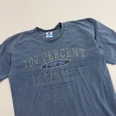 Vintage Pepsi 100 Percent Guaranteed Promo Shirt Men’s L/XL Blue Faded 90s
