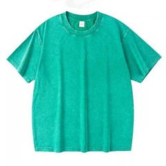 Retro Washed Tee Casual Summer Wear 95%Cotton 5%Spandex O-neck Neckline
