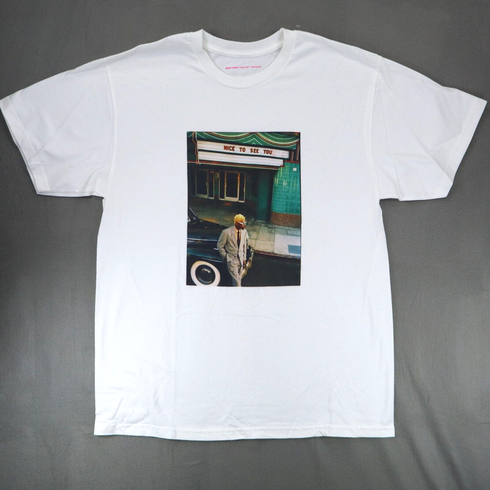 A$AP ASAP NAST x Warby Parker Rare Promo White Tee T-shirt Graphic Hip Hop L/XL