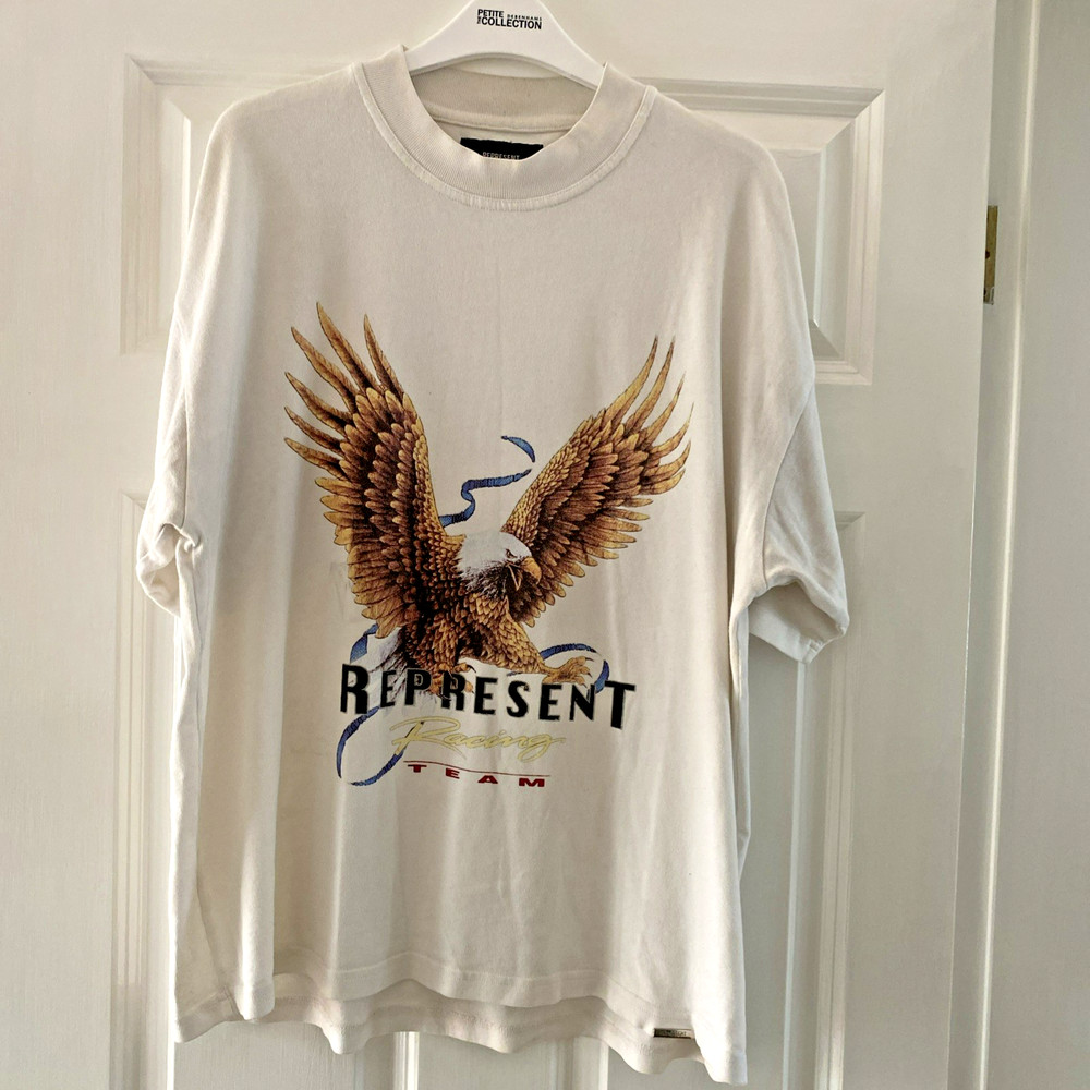 Represent Racing Team Men’s White T Shirt with Eagle on chest Size Medium