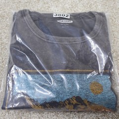 Old Navy Mens Large Graphic T Shirt Gray Mountain Cut Off Hem (see photo for fla