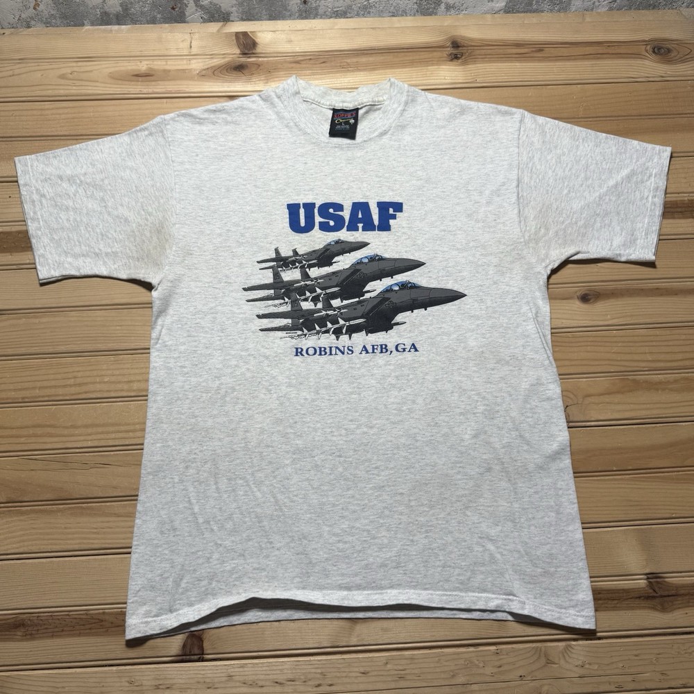 Vintage 90s USAF Air Force Robins Base Georgia F-15 Fighter Jets Shirt – Large
