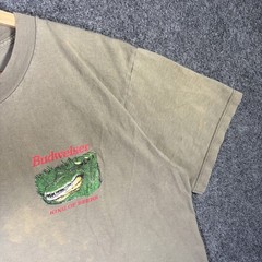 Vintage Budweiser Shirt Mens Large Green 90s Alligator Frog Quote Beer Alcohol