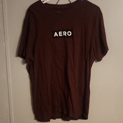 Aéropostale Men’s XL Brown Crew Neck Short Sleeve AERO Logo Graphic T-Shirt