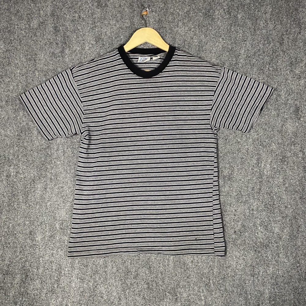 VINTAGE Canyon River Blues Ringer T Shirt Mens Large Blue Grey Striped 90s Blank