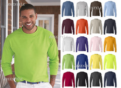 New Hanes Authentic Long Sleeve T-Shirt 5586 Tear away label cotton jersey SALE