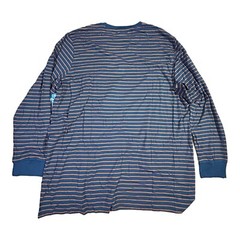 The Foundry Mens 3XL Big & Tall Long Sleeve Striped T-Shirt Navy Orange